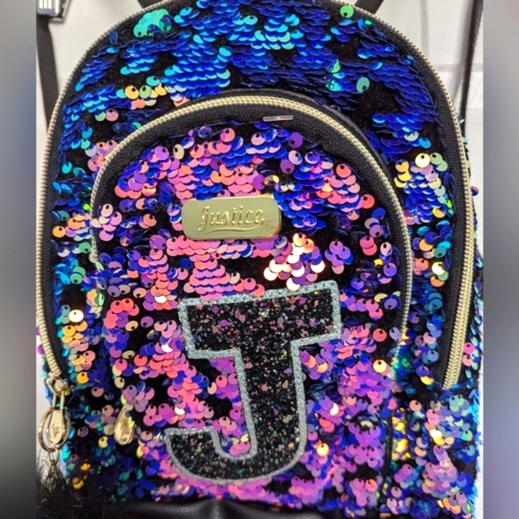 Justice Kids Sequins 10" Backpack/Purse/Bag - Letter J - Picture 2 of 11